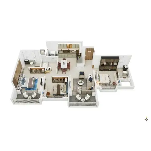 Vivanta Next 3 BHK unit plan - 860 to 923 sq.ft carpet, Tathawade Pune