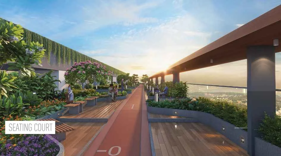 Vivanta Next - seating court along the elevated walkway, Tathawade Pune