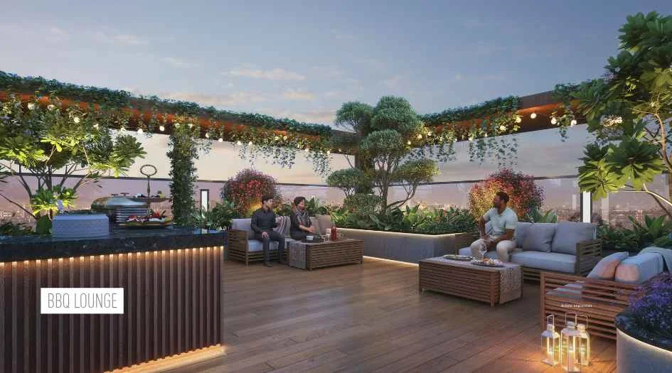 Vivanta Next - BBQ lounge under a planted pergola, Tathawade Pune